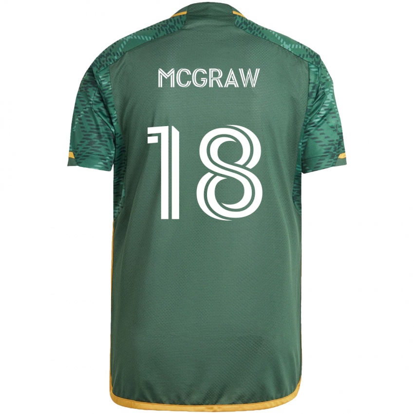 Niño Camiseta Zac Mcgraw #18 Verde Naranja 1ª Equipación 2024/25 La Camisa México