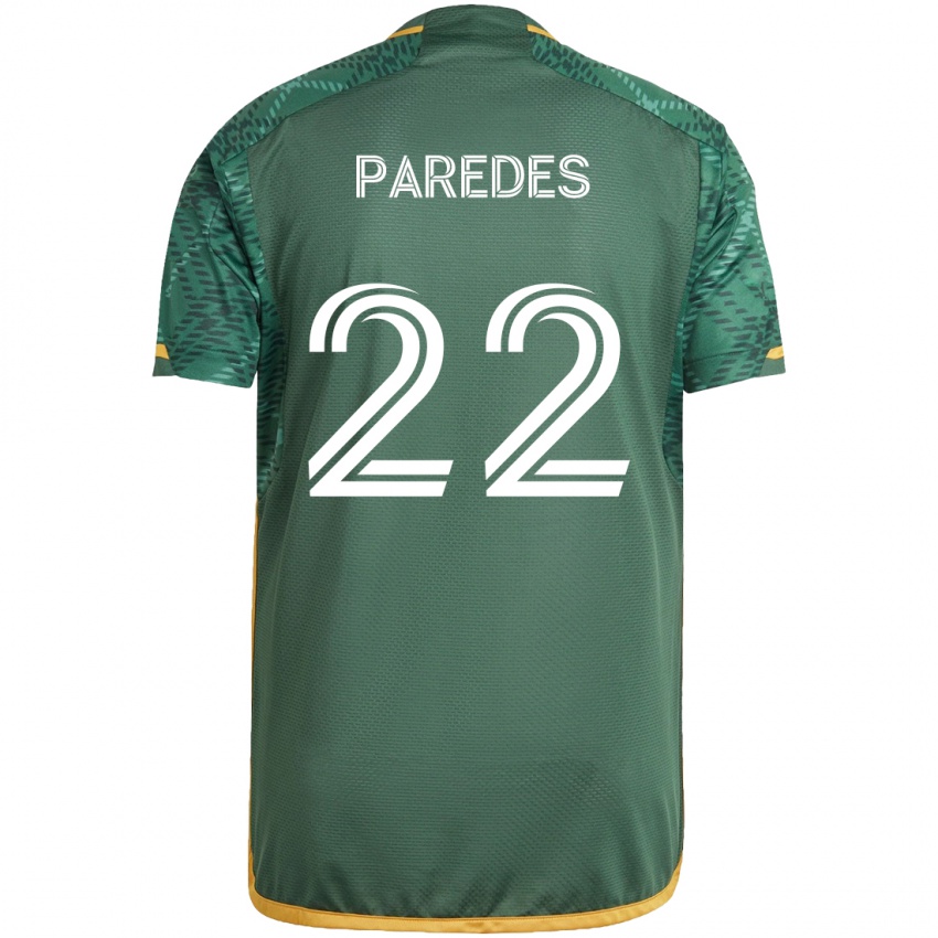 Niño Camiseta Cristhian Paredes #22 Verde Naranja 1ª Equipación 2024/25 La Camisa México