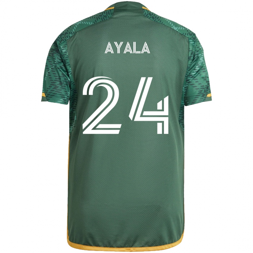 Niño Camiseta David Ayala #24 Verde Naranja 1ª Equipación 2024/25 La Camisa México