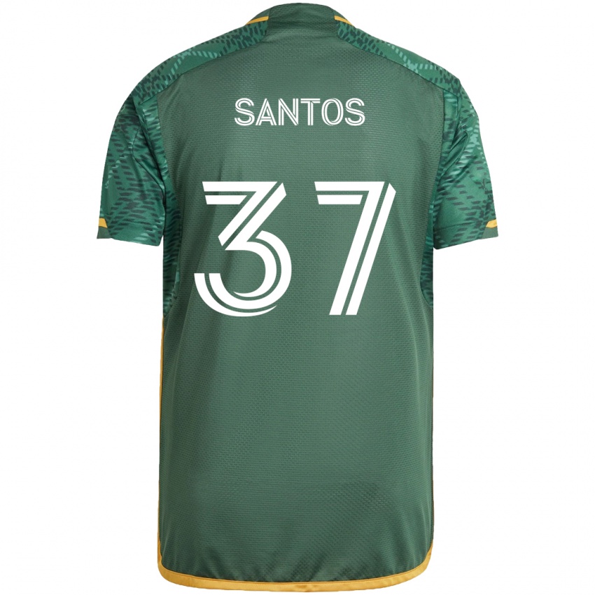 Niño Camiseta Noah Santos #37 Verde Naranja 1ª Equipación 2024/25 La Camisa México