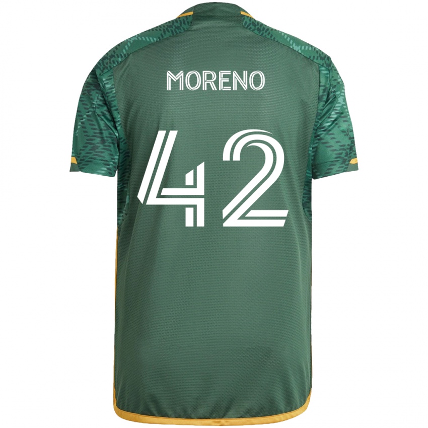 Niño Camiseta Alexis Moreno #42 Verde Naranja 1ª Equipación 2024/25 La Camisa México