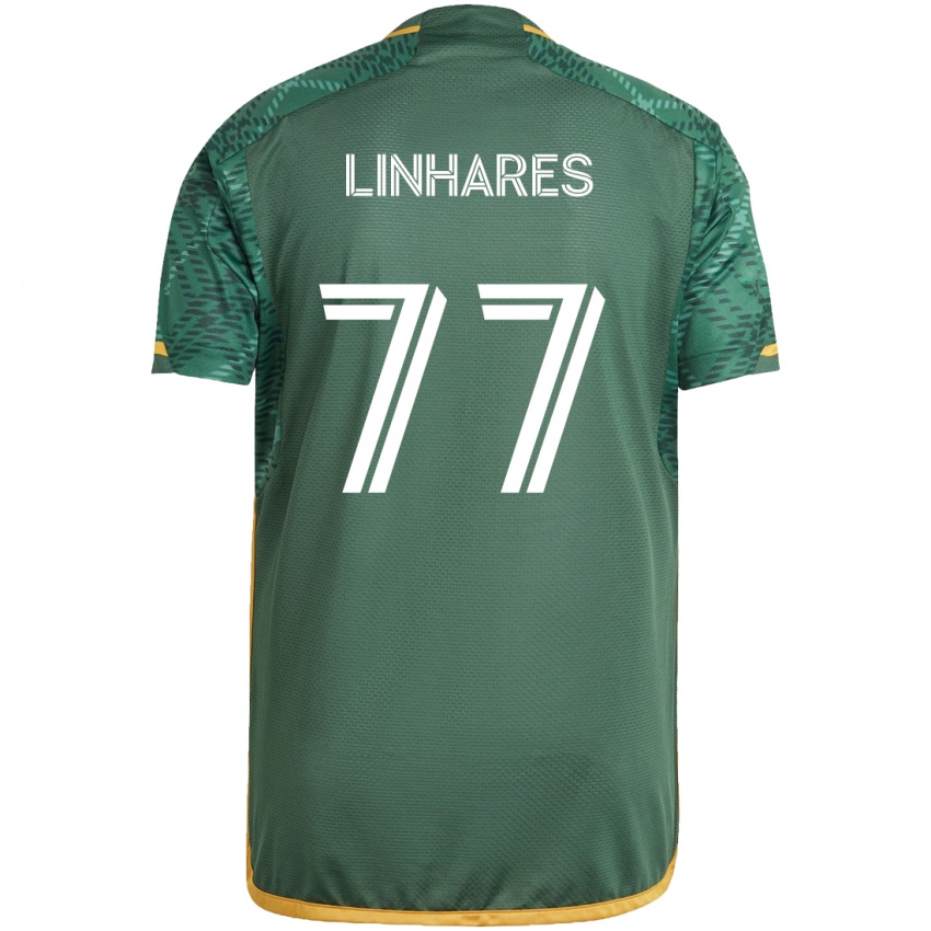 Niño Camiseta Kyle Linhares #77 Verde Naranja 1ª Equipación 2024/25 La Camisa México