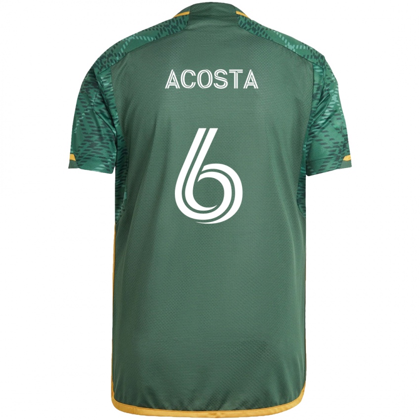 Niño Camiseta Bryan Acosta #6 Verde Naranja 1ª Equipación 2024/25 La Camisa México