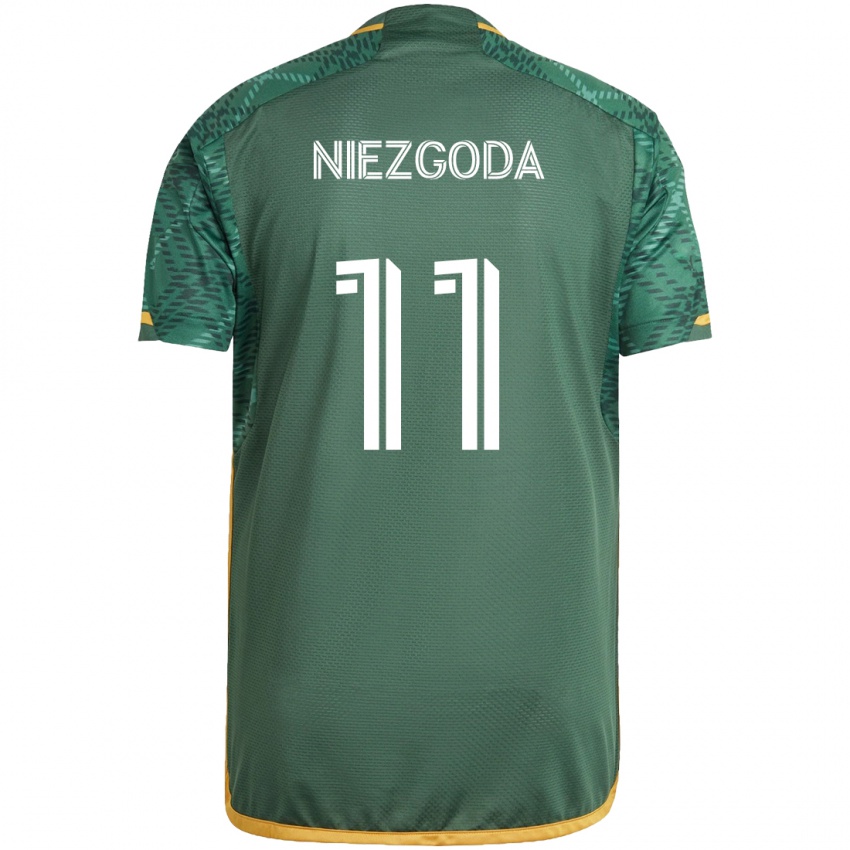 Niño Camiseta Jaroslaw Niezgoda #11 Verde Naranja 1ª Equipación 2024/25 La Camisa México