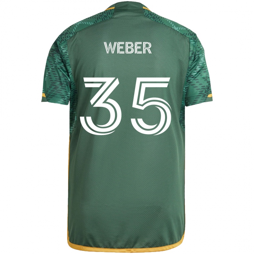 Niño Camiseta Tristan Weber #35 Verde Naranja 1ª Equipación 2024/25 La Camisa México