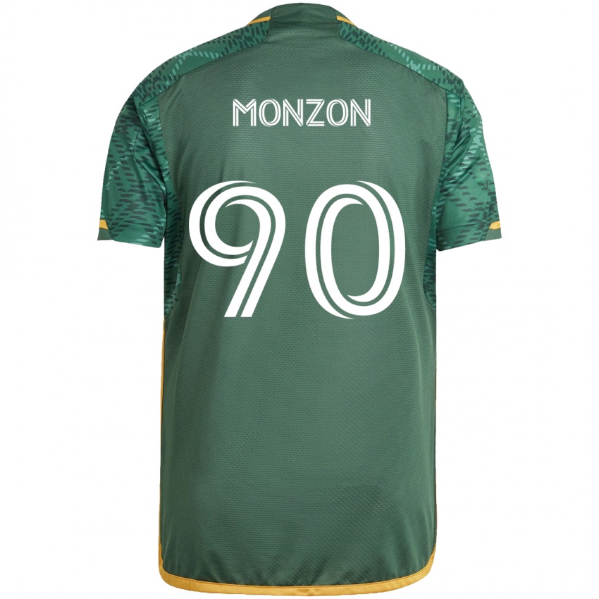 Niño Camiseta Florián Monzón #90 Verde Naranja 1ª Equipación 2024/25 La Camisa México