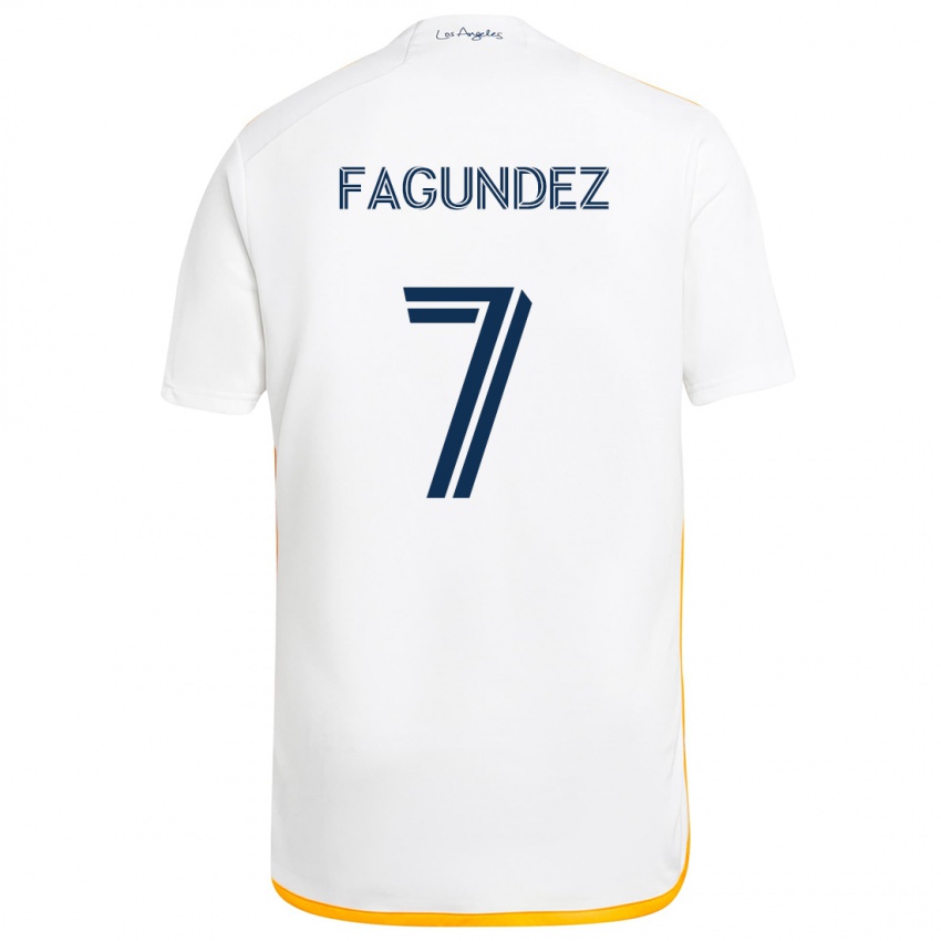 Niño Camiseta Diego Fagúndez #7 Blanco Amarillo 1ª Equipación 2024/25 La Camisa México