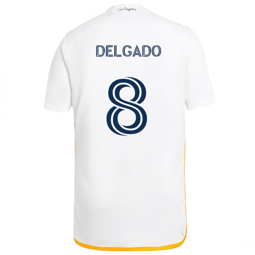 Niño Camiseta Mark Delgado #8 Blanco Amarillo 1ª Equipación 2024/25 La Camisa México