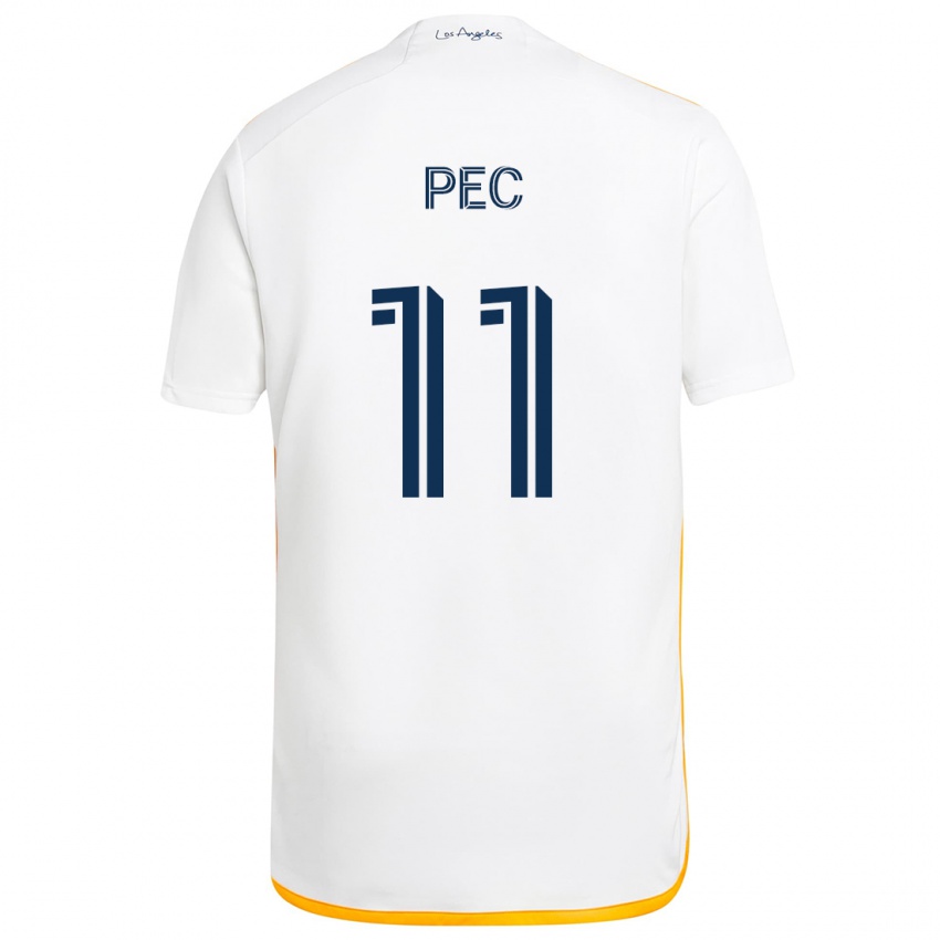 Niño Camiseta Gabriel Pec #11 Blanco Amarillo 1ª Equipación 2024/25 La Camisa México