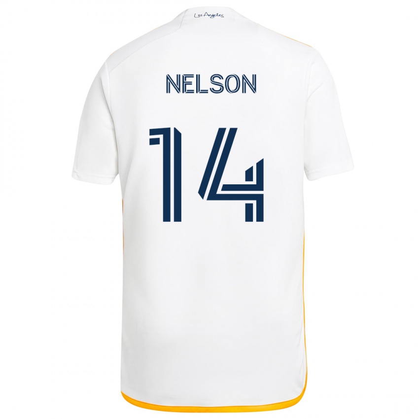 Niño Camiseta John Nelson #14 Blanco Amarillo 1ª Equipación 2024/25 La Camisa México