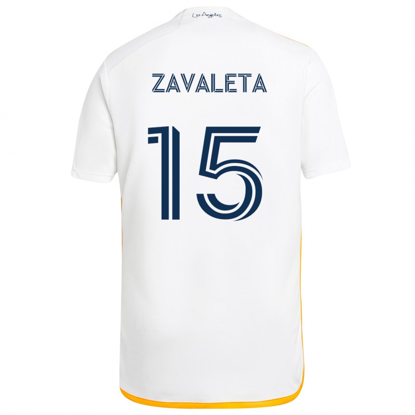 Niño Camiseta Eriq Zavaleta #15 Blanco Amarillo 1ª Equipación 2024/25 La Camisa México