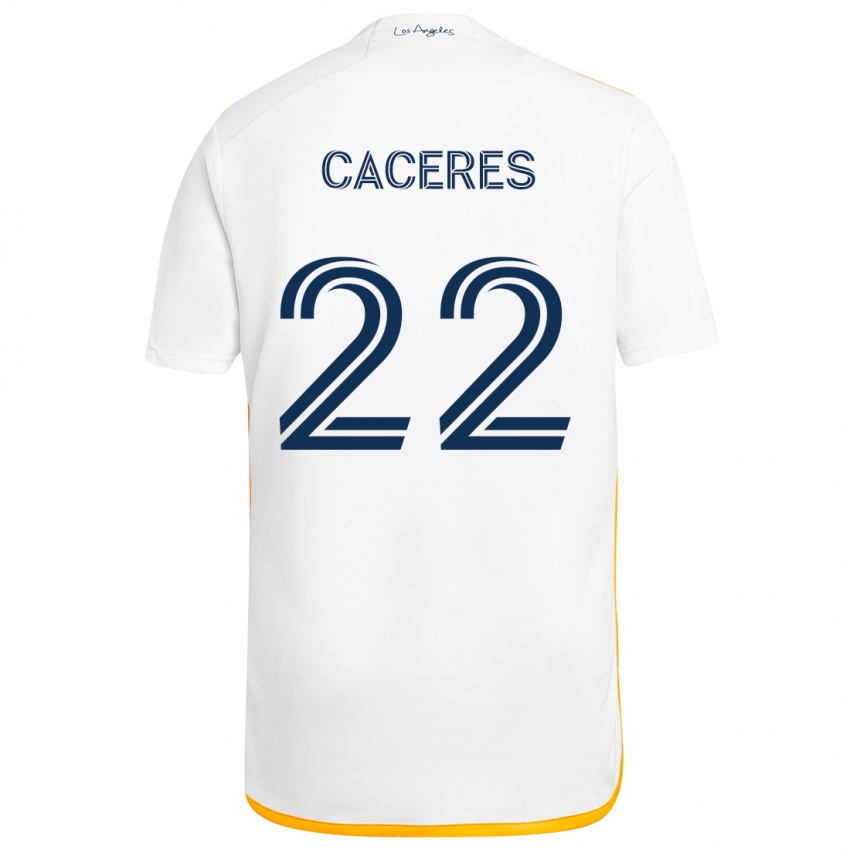 Niño Camiseta Martín Cáceres #22 Blanco Amarillo 1ª Equipación 2024/25 La Camisa México