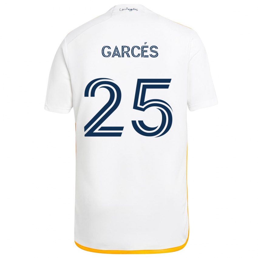 Niño Camiseta Carlos Garcés #25 Blanco Amarillo 1ª Equipación 2024/25 La Camisa México