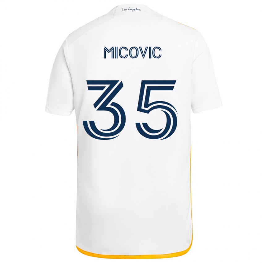 Niño Camiseta Novak Micovic #35 Blanco Amarillo 1ª Equipación 2024/25 La Camisa México