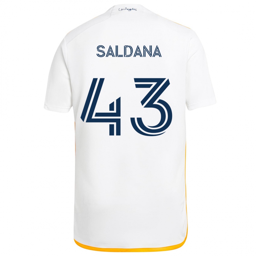 Niño Camiseta Adam Saldaña #43 Blanco Amarillo 1ª Equipación 2024/25 La Camisa México