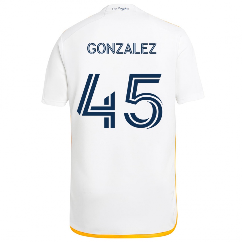 Niño Camiseta Adrián González #45 Blanco Amarillo 1ª Equipación 2024/25 La Camisa México