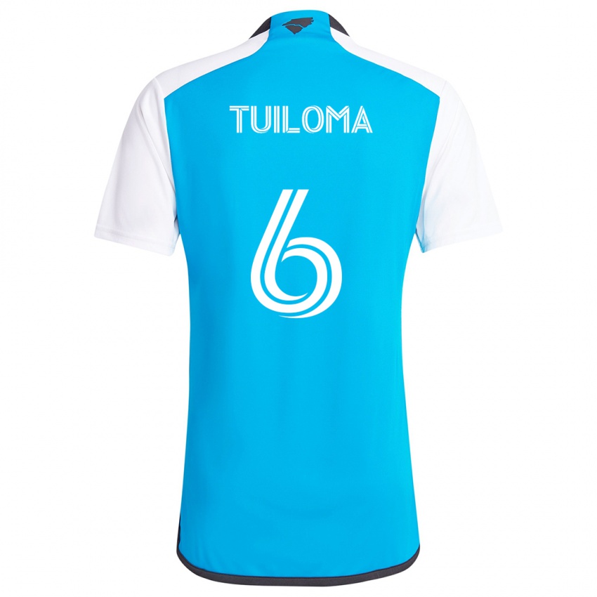 Niño Camiseta Bill Tuiloma #6 Azul Blanco 1ª Equipación 2024/25 La Camisa México