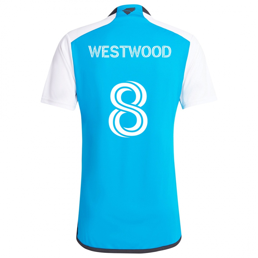 Niño Camiseta Ashley Westwood #8 Azul Blanco 1ª Equipación 2024/25 La Camisa México