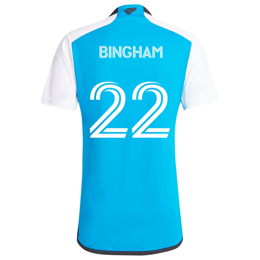 Niño Camiseta David Bingham #22 Azul Blanco 1ª Equipación 2024/25 La Camisa México