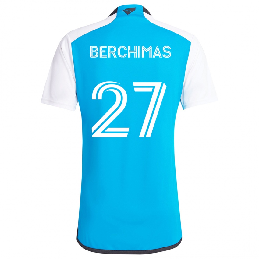 Niño Camiseta Nimfasha Berchimas #27 Azul Blanco 1ª Equipación 2024/25 La Camisa México