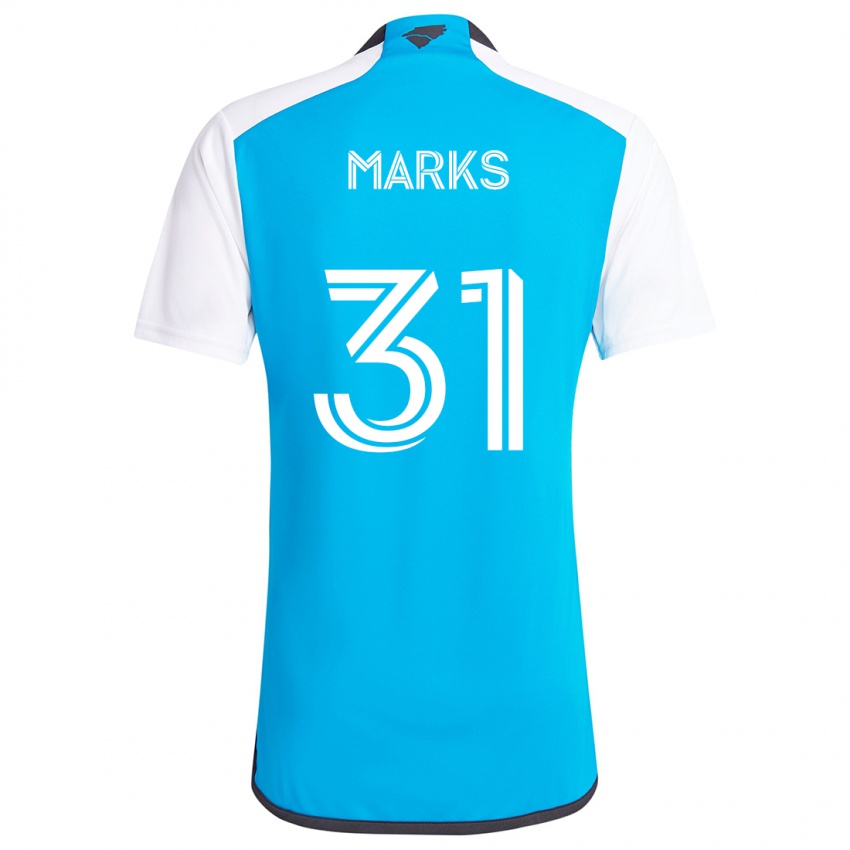 Niño Camiseta George Marks #31 Azul Blanco 1ª Equipación 2024/25 La Camisa México