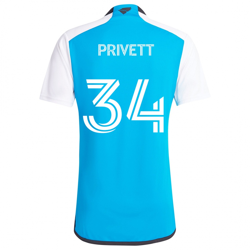 Niño Camiseta Andrew Privett #34 Azul Blanco 1ª Equipación 2024/25 La Camisa México