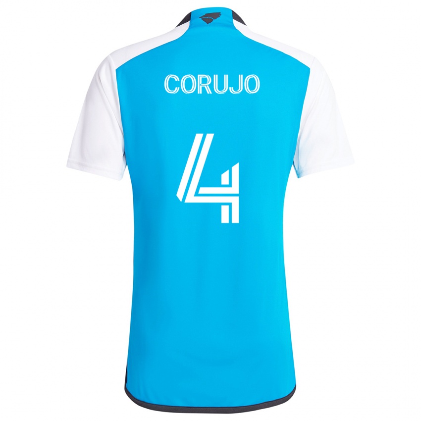 Niño Camiseta Guzmán Corujo #4 Azul Blanco 1ª Equipación 2024/25 La Camisa México