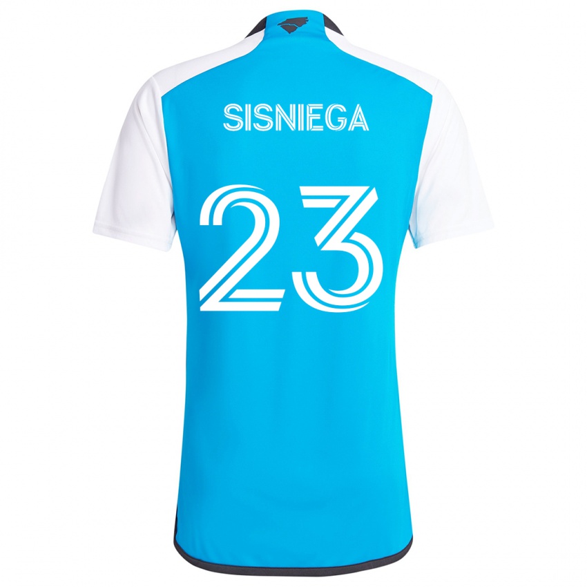 Niño Camiseta Pablo Sisniega #23 Azul Blanco 1ª Equipación 2024/25 La Camisa México