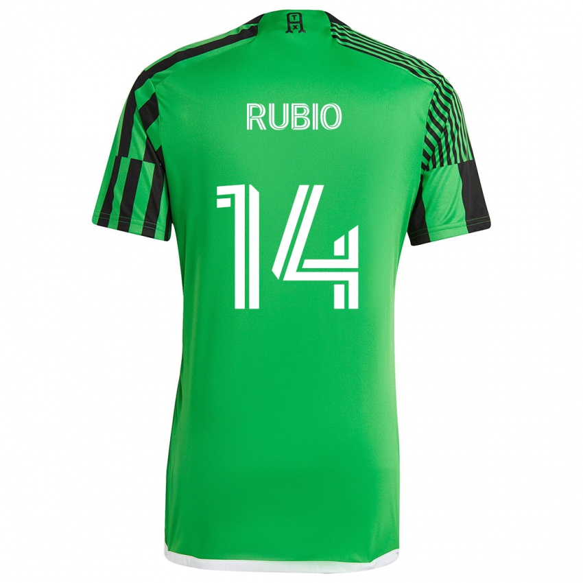 Niño Camiseta Diego Rubio #14 Verde Negro 1ª Equipación 2024/25 La Camisa México