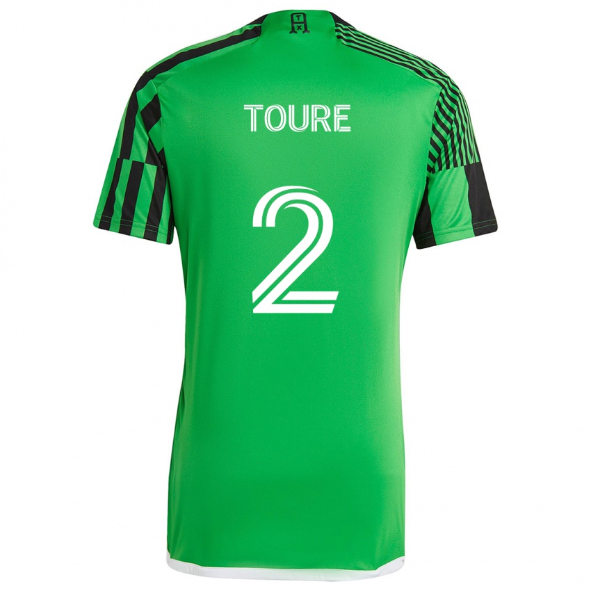 Niño Camiseta Cheick Touré #2 Verde Negro 1ª Equipación 2024/25 La Camisa México