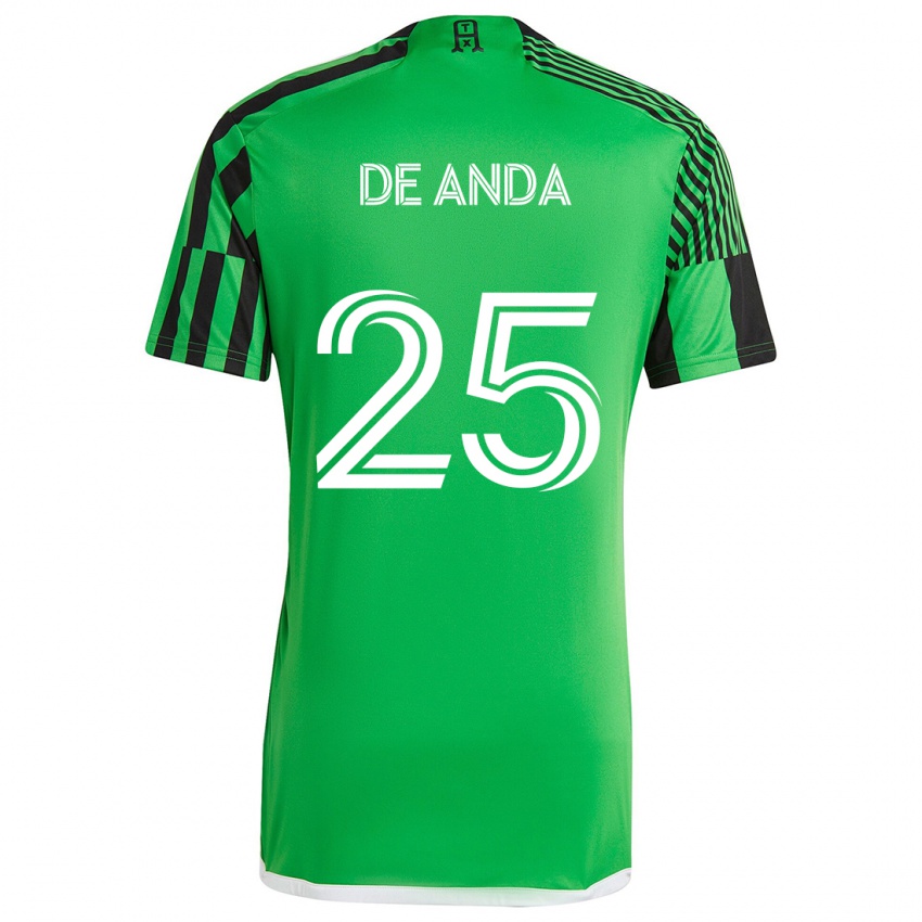 Niño Camiseta Anthony De Anda #25 Verde Negro 1ª Equipación 2024/25 La Camisa México