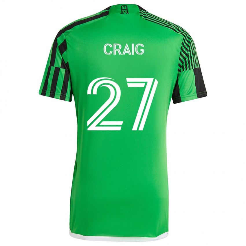 Niño Camiseta Brandan Craig #27 Verde Negro 1ª Equipación 2024/25 La Camisa México