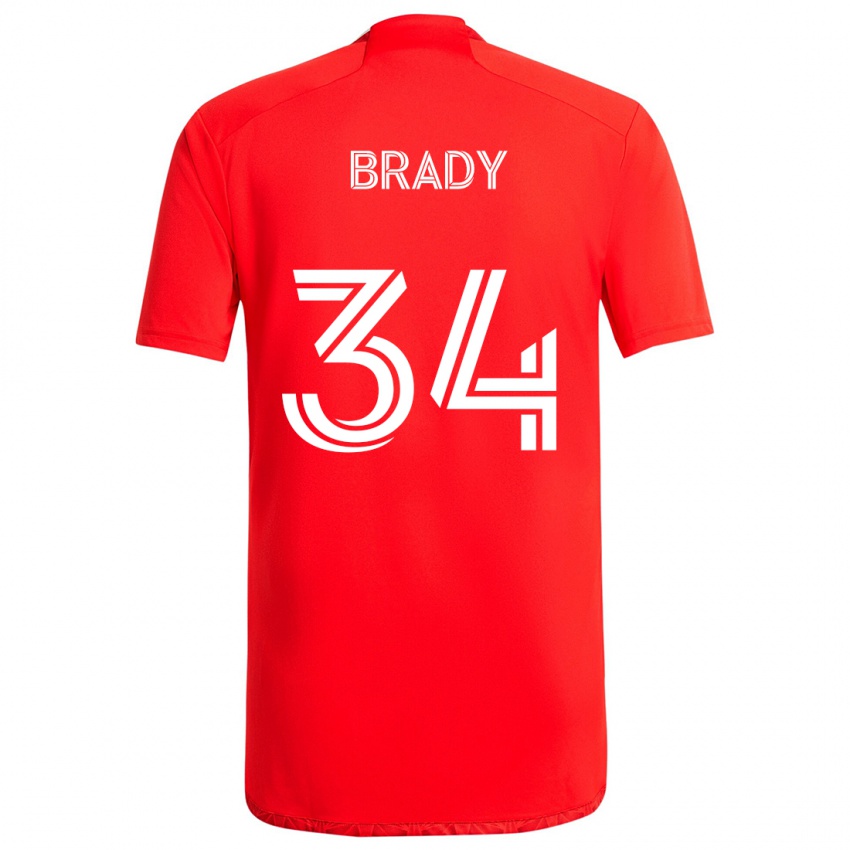 Niño Camiseta Chris Brady #34 Rojo Blanco 1ª Equipación 2024/25 La Camisa México