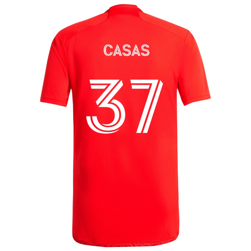 Niño Camiseta Javier Casas #37 Rojo Blanco 1ª Equipación 2024/25 La Camisa México