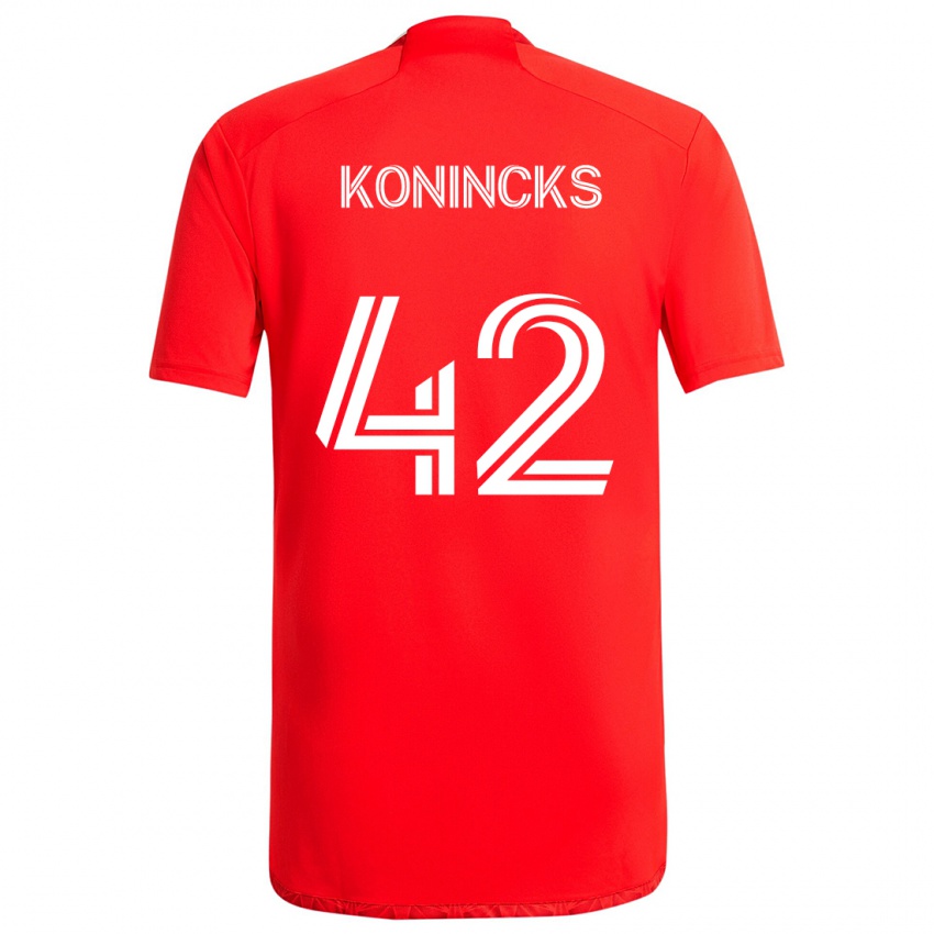 Niño Camiseta Diego Konincks #42 Rojo Blanco 1ª Equipación 2024/25 La Camisa México