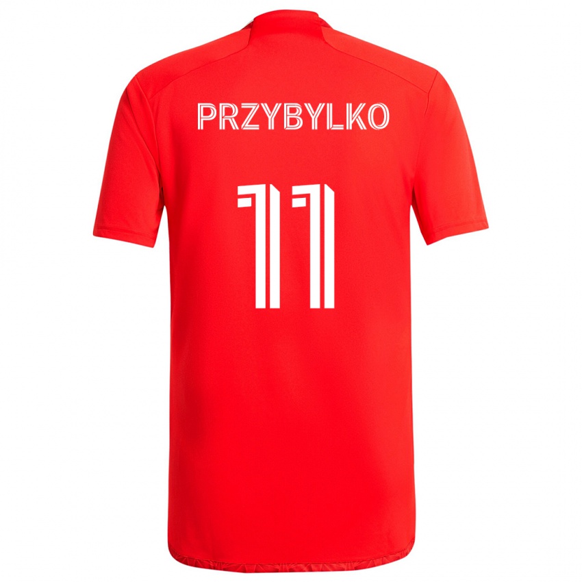 Niño Camiseta Kacper Przybylko #11 Rojo Blanco 1ª Equipación 2024/25 La Camisa México