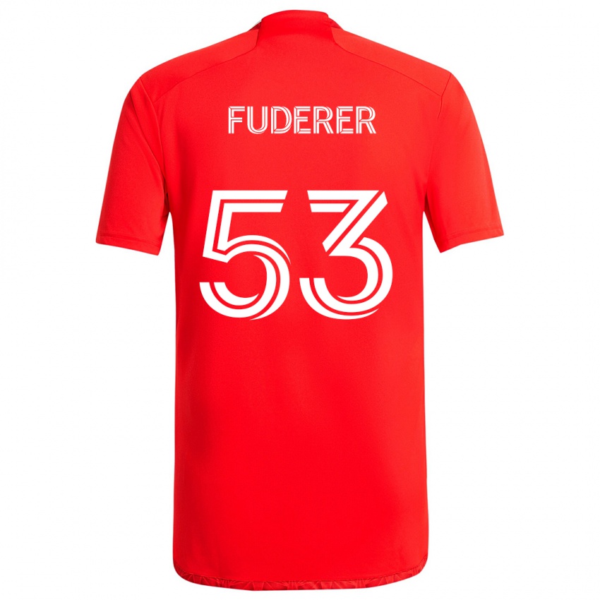 Niño Camiseta Jake Fuderer #53 Rojo Blanco 1ª Equipación 2024/25 La Camisa México