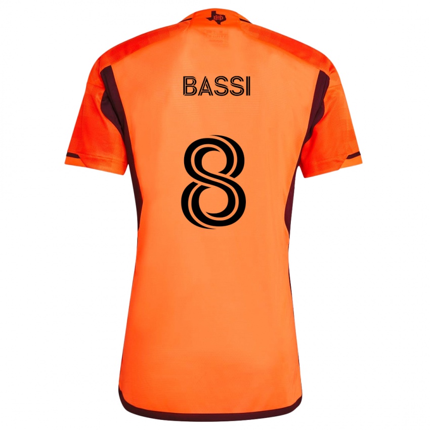 Niño Camiseta Amine Bassi #8 Naranja Negro 1ª Equipación 2024/25 La Camisa México