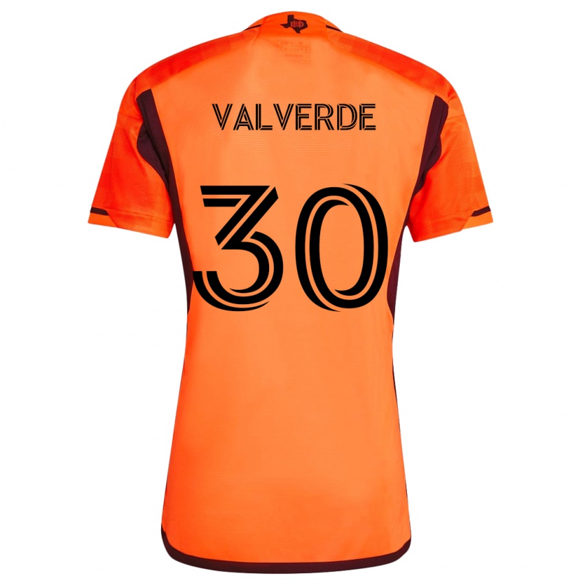 Niño Camiseta Jefferson Valverde #30 Naranja Negro 1ª Equipación 2024/25 La Camisa México