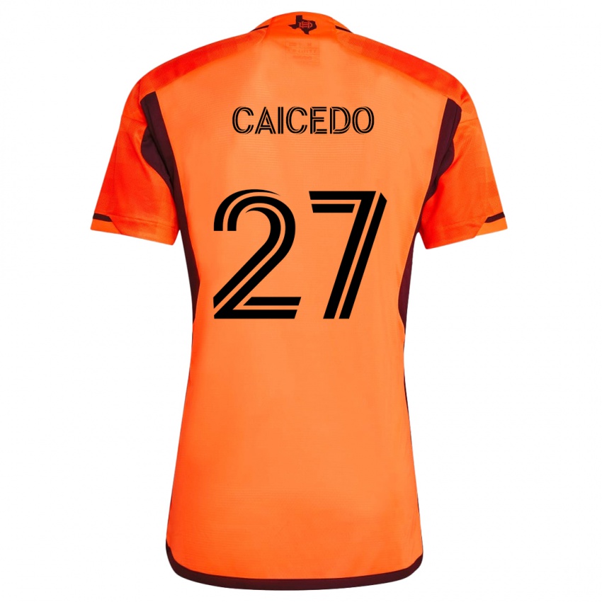 Niño Camiseta Luis Caicedo #27 Naranja Negro 1ª Equipación 2024/25 La Camisa México