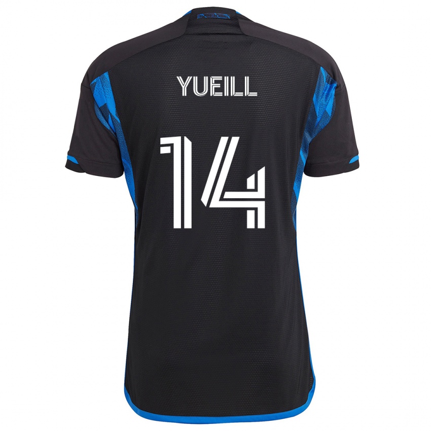 Niño Camiseta Jackson Yueill #14 Azul Negro 1ª Equipación 2024/25 La Camisa México