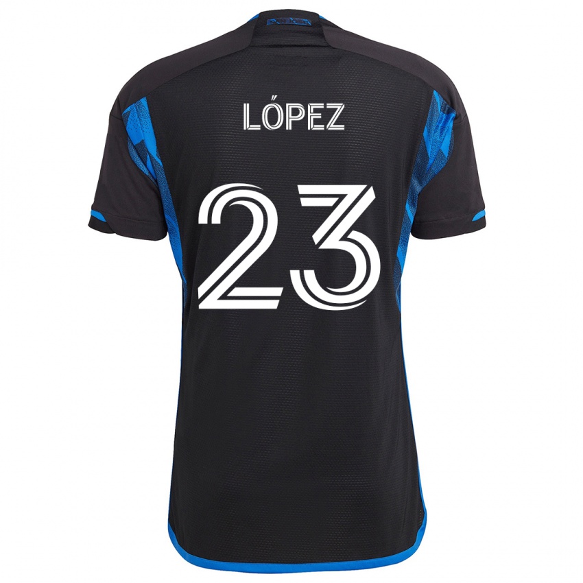 Niño Camiseta Hernán López #23 Azul Negro 1ª Equipación 2024/25 La Camisa México