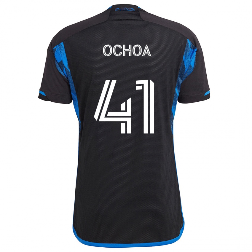 Niño Camiseta Emmanuel Ochoa #41 Azul Negro 1ª Equipación 2024/25 La Camisa México