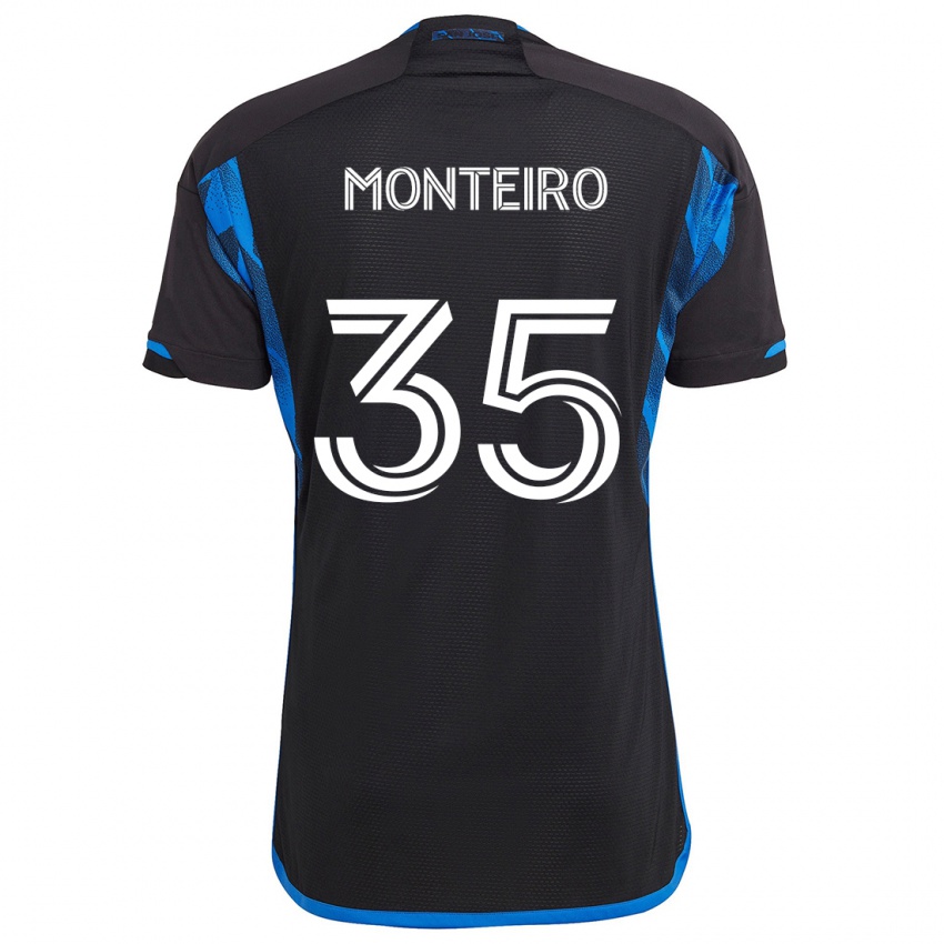 Niño Camiseta Jamiro Monteiro #35 Azul Negro 1ª Equipación 2024/25 La Camisa México