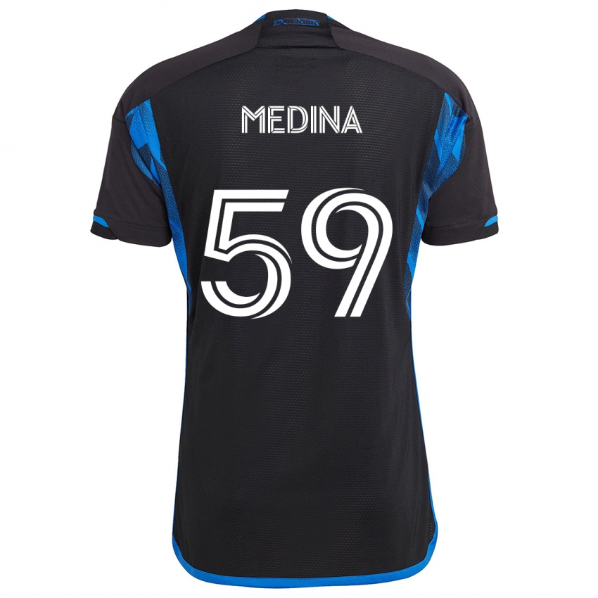 Niño Camiseta Cruz Medina #59 Azul Negro 1ª Equipación 2024/25 La Camisa México