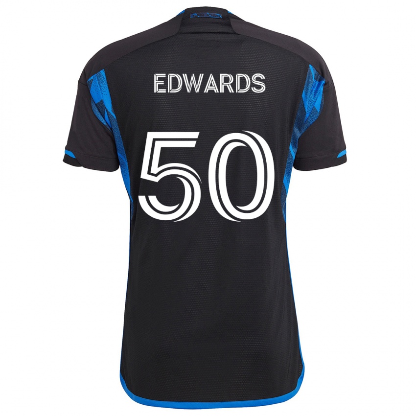 Niño Camiseta Aaron Edwards #50 Azul Negro 1ª Equipación 2024/25 La Camisa México