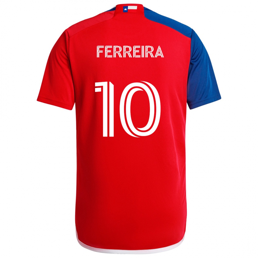 Niño Camiseta Jesús Ferreira #10 Azul Rojo 1ª Equipación 2024/25 La Camisa México