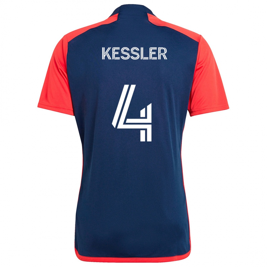 Niño Camiseta Henry Kessler #4 Azul Rojo 1ª Equipación 2024/25 La Camisa México