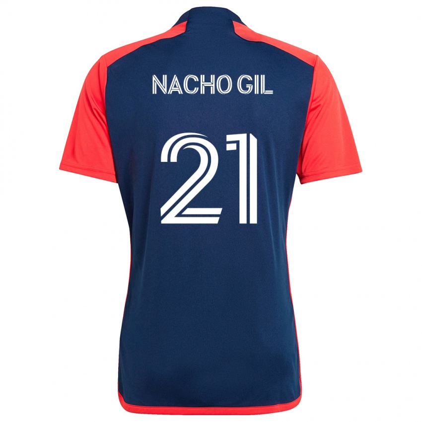 Niño Camiseta Nacho Gil #21 Azul Rojo 1ª Equipación 2024/25 La Camisa México