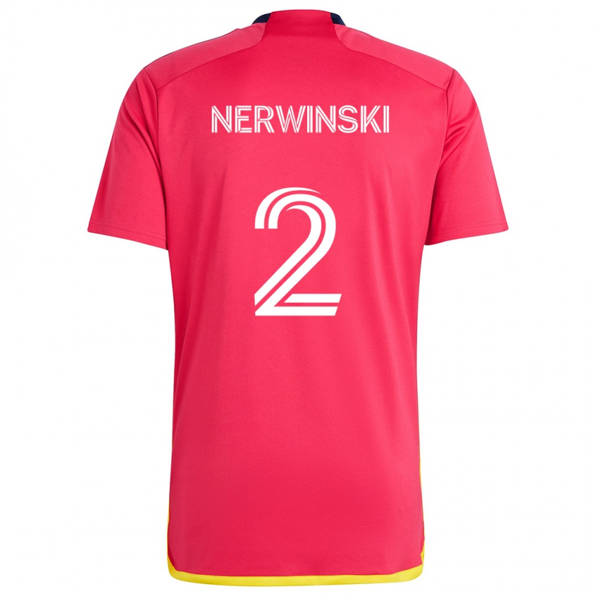 Niño Camiseta Jake Nerwinski #2 Rojo Azul 1ª Equipación 2024/25 La Camisa México